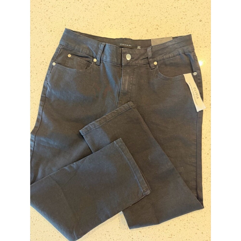 Tahari Womens Black Slim Slim Straight Rayin Denim Mid-Rise Olivia 12/31